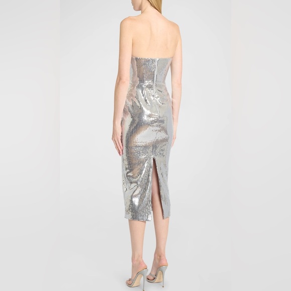 Sequin Curved Strapless Sheath Dress - Picture 4 of 13